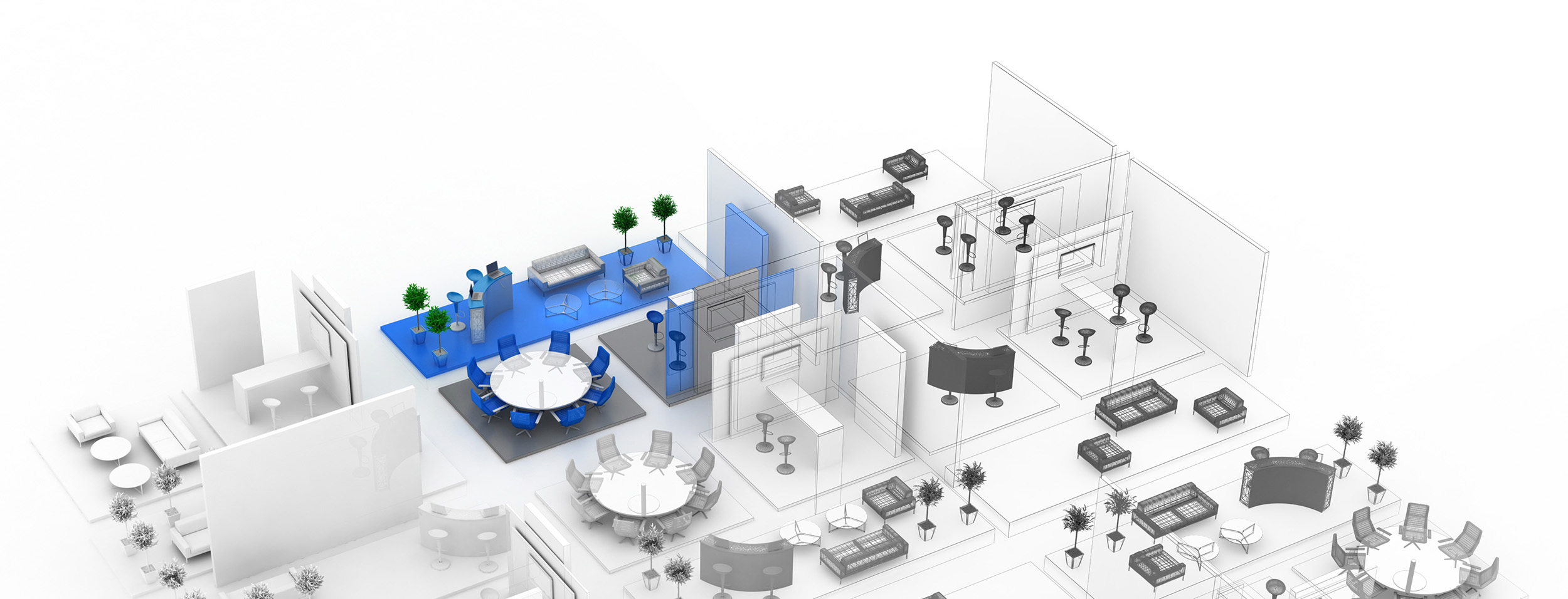 Empty exhibition booth, copy space illustration, original design